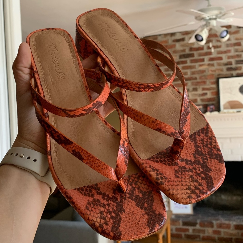 Madewell The Amber Sandal in Snake Embossed Leather, NEW WITH TAGS - Picture 3 of 10